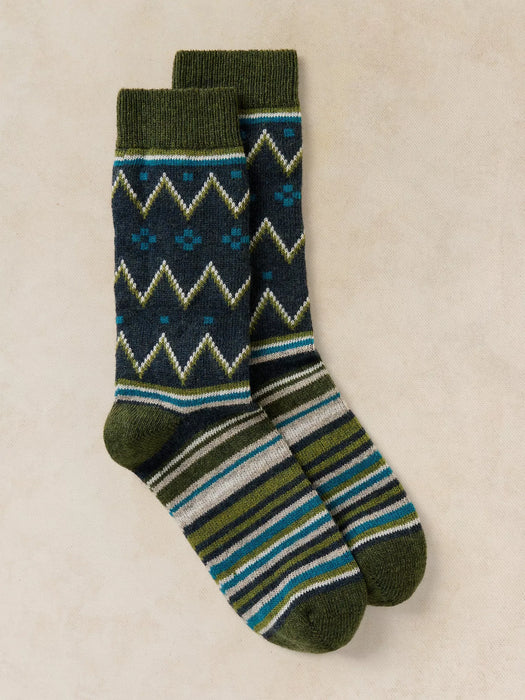 White Stuff Men's Fairisle Strip Cosy Sock In Green Multi