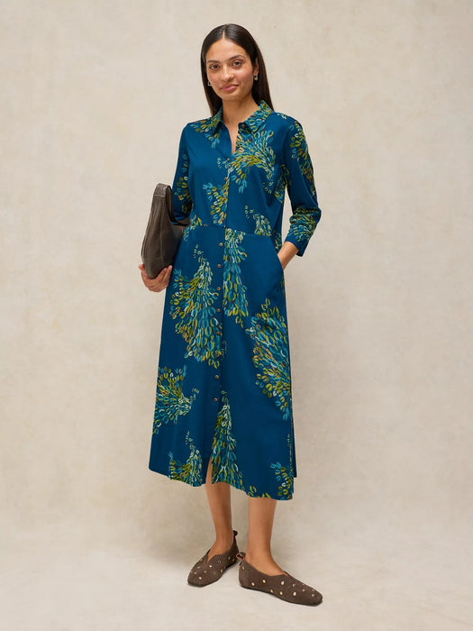 White Stuff Women's Rua Jersey Dress In Teal Print