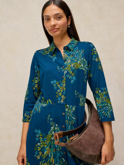 White Stuff Women's Rua Jersey Dress In Teal Print