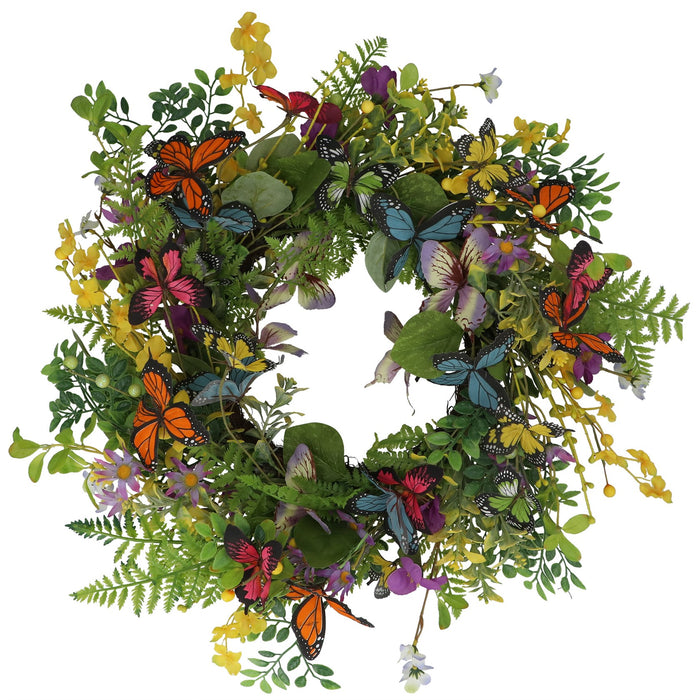 Gisela Graham Butterfly And Flower Spring Wreath