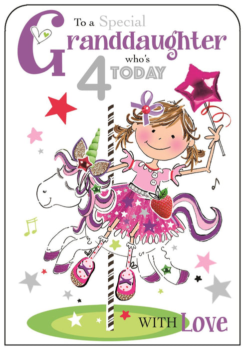 Jonny Javelin 'Special Granddaughter Who's 4 Today' Birthday Card