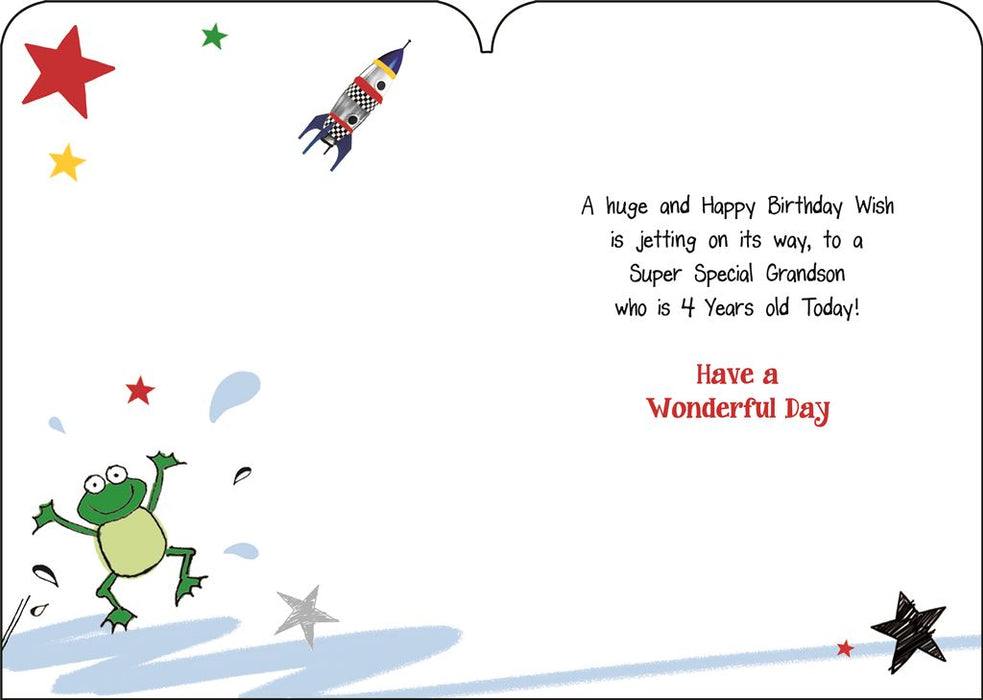 Jonny Javelin 'To A Special Grandson Who's 4 Today' Birthday Card