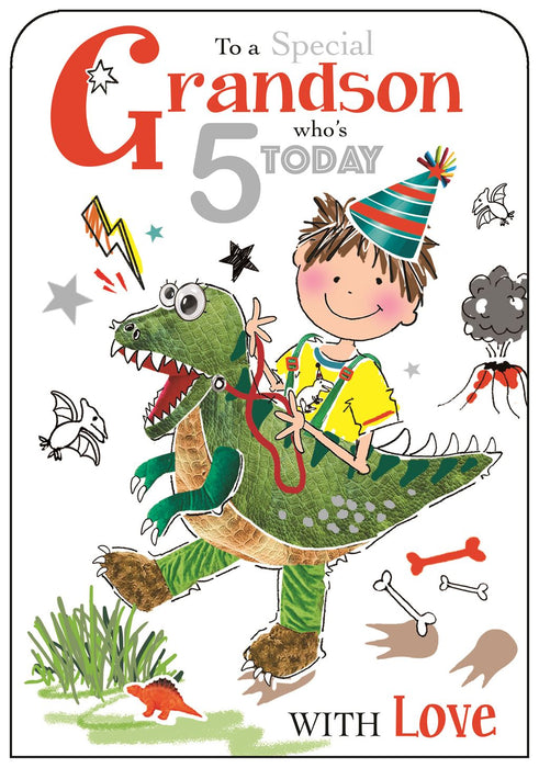 Jonny Javelin 'To A Special Grandson Who's 5 Today' Birthday Card