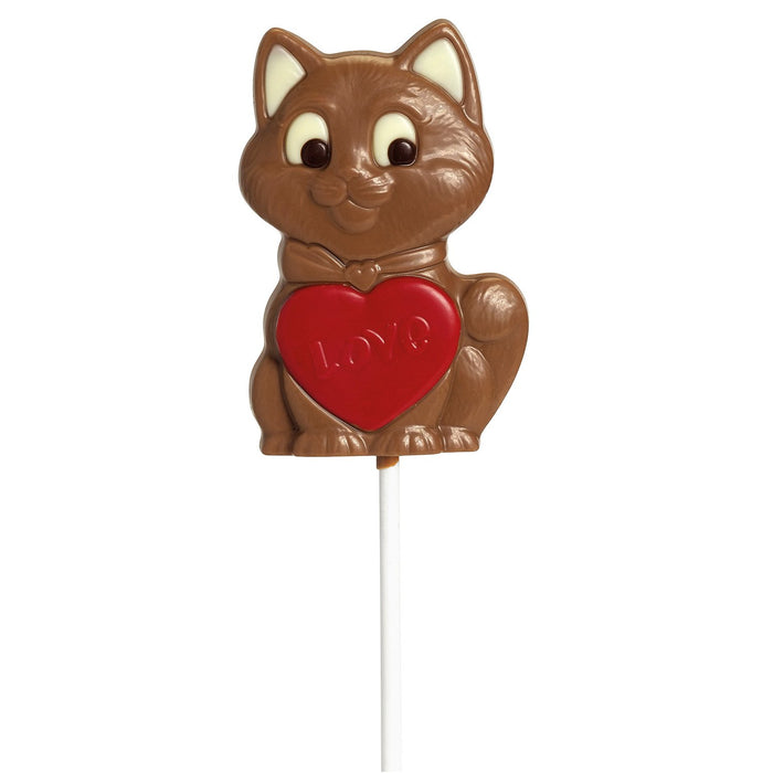 Solid Milk Chocolate Love Cats Lollipop