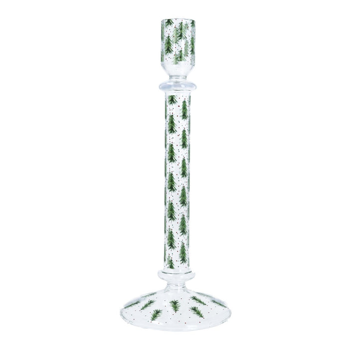 Gisela Graham Tree Pattern Glass Candlestick 23cm