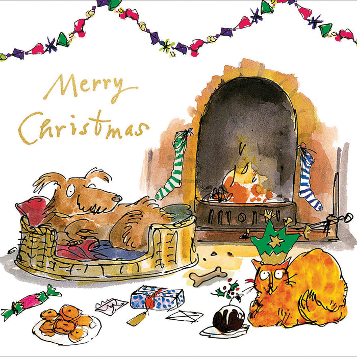 Woodmansterne 'Family Pets Enjoy Festive Treats' Christmas Card