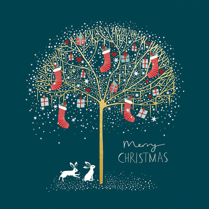 Woodmansterne 'Stocking Tree' Christmas Card