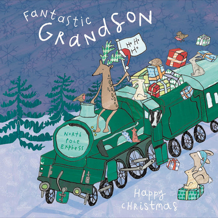 Woodmansterne 'Fantastic Grandson Train' Christmas Card
