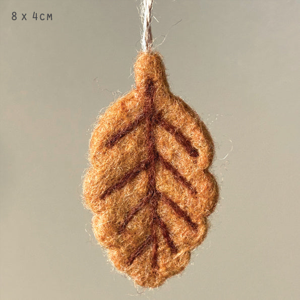 East of India Felted Autumn Leaf Hanger - Beech