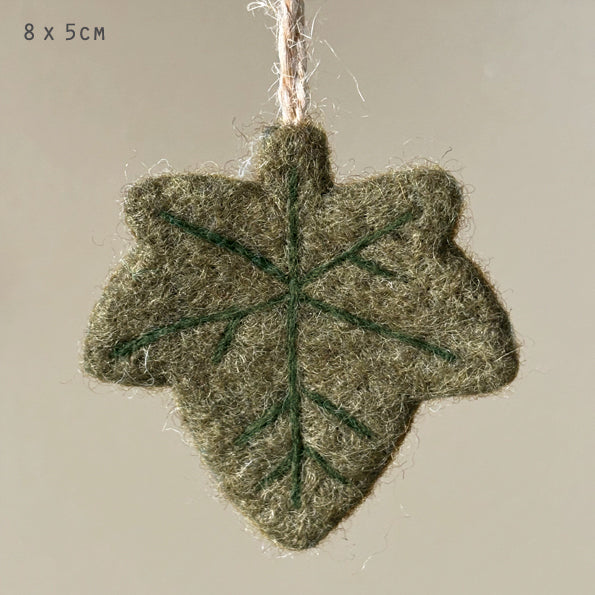 East of India Felted Autumn Leaf Hanger - Ivy
