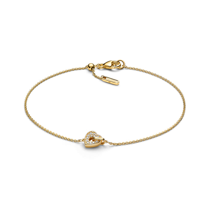 Pandora Talisman 14k Gold Lab-grown Diamond Pavé Heart Chain Bracelet 14k Gold Plating
