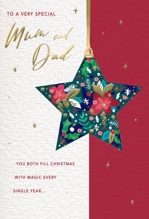 ICG To A Very Special Mum and Dad -Star Bauble Christmas Card