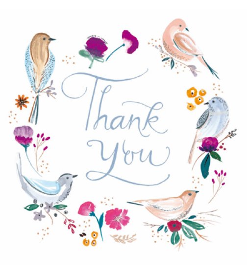 Woodmansterne 'Floral Birds' Thank You Card