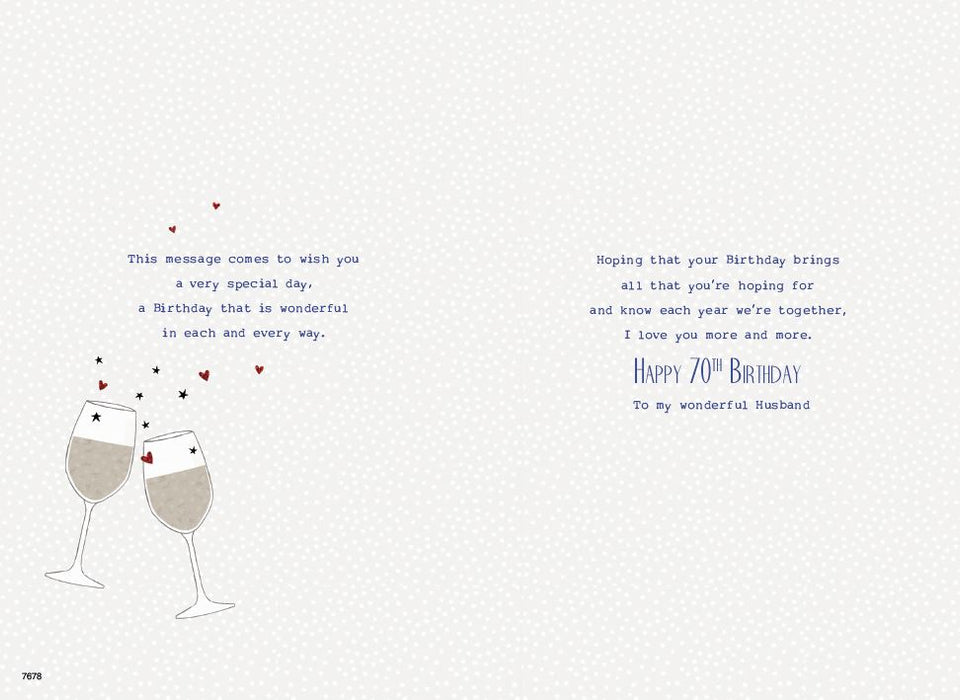 ICG 'To My Husband 70th' Birthday Card