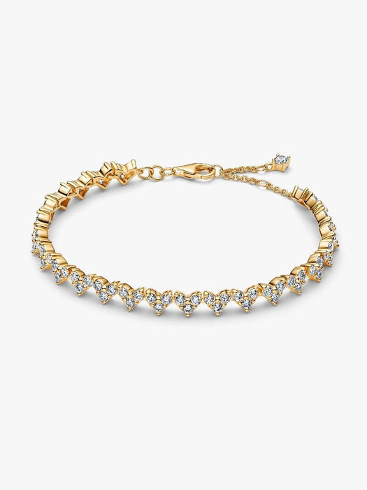 Pandora Triple Stone Heart Bracelet 14k Gold Plating