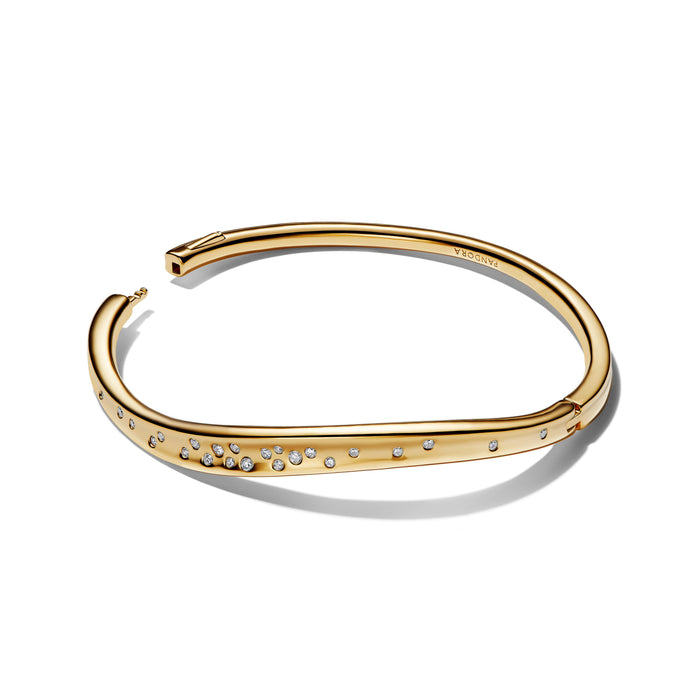 Pandora Organically Shaped Stone-Set Bangle 14k Gold Plating