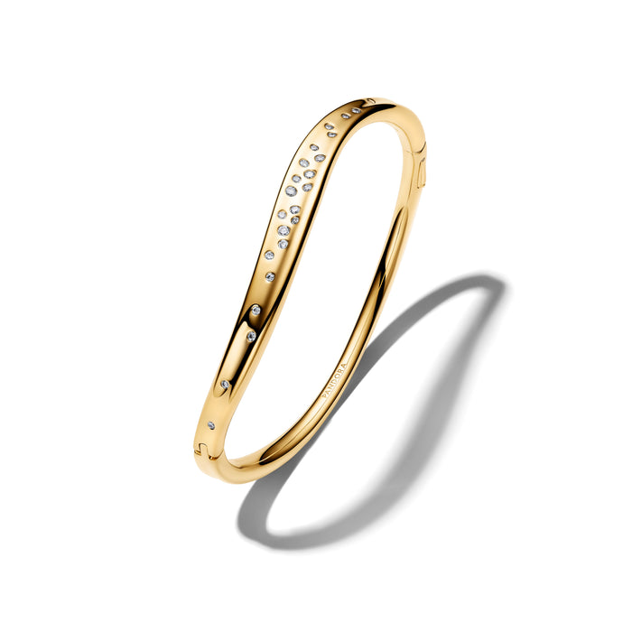 Pandora Organically Shaped Stone-Set Bangle 14k Gold Plating