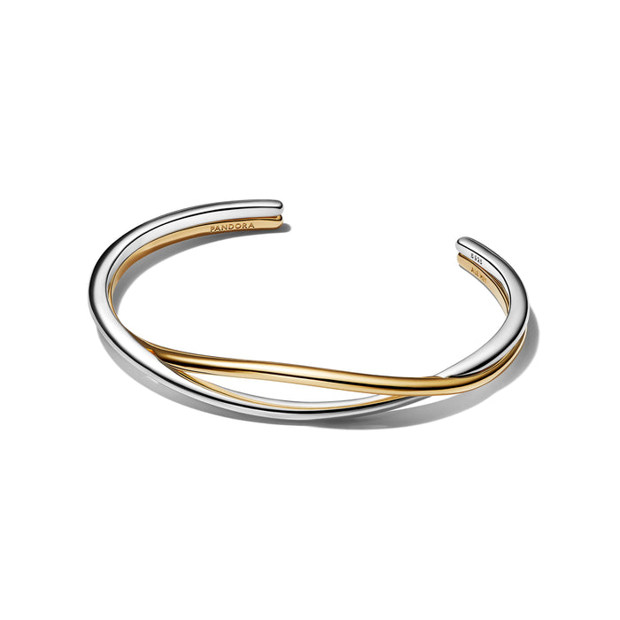 Pandora Entwined Two-Tone Open Bangle Sterling Silver And 14K Gold Plating