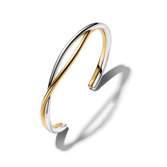 Pandora Entwined Two-Tone Open Bangle Sterling Silver And 14K Gold Plating
