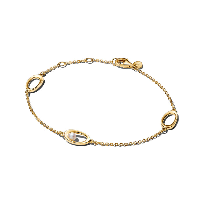 Pandora Organically Shaped Oval & Treated Freshwater Cultured Pearl Bracelet 14k Gold Plating