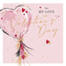 Valentine's Day card with heart-shaped balloon and 'For MY LOVE on Valentine's Day' text on a pink background.