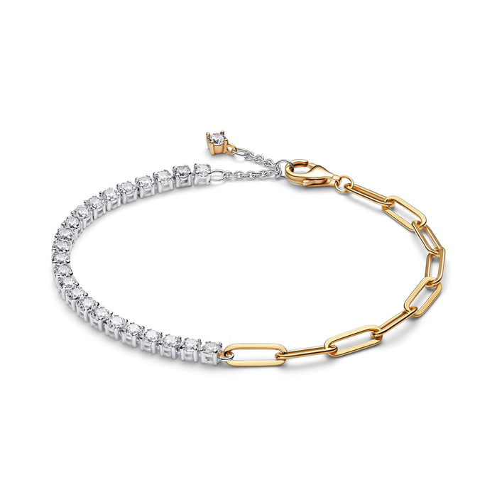 Pandora Links & Tennis Bracelet Sterling Silver And 14K Gold Plating