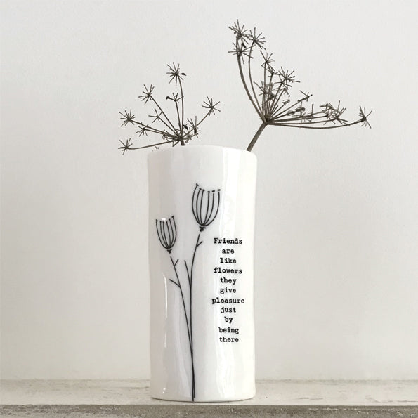 East of India Medium Porcelain Vase - Friends are like flowers