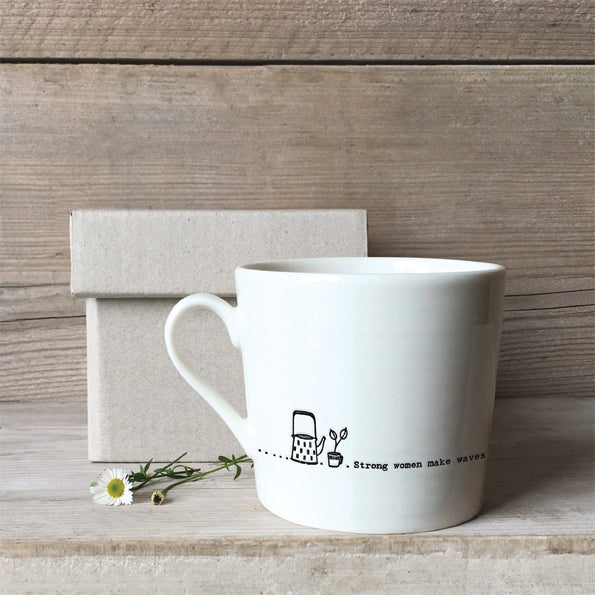 East Of India Porcelain Wobbly Mug - Strong Women Make Waves