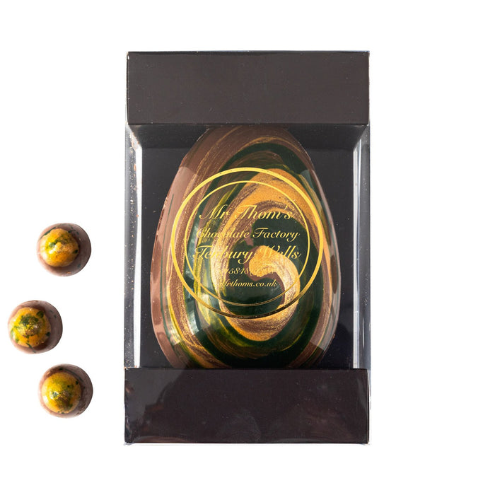 Mr Thom's Hand Painted Milk Chocolate Egg with Six Dubai Style Chocolates