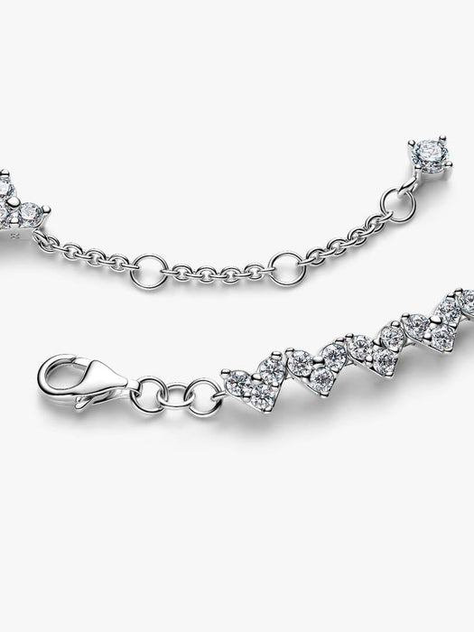 Pandora Triple Stone Heart Bracelet Sterling Silver