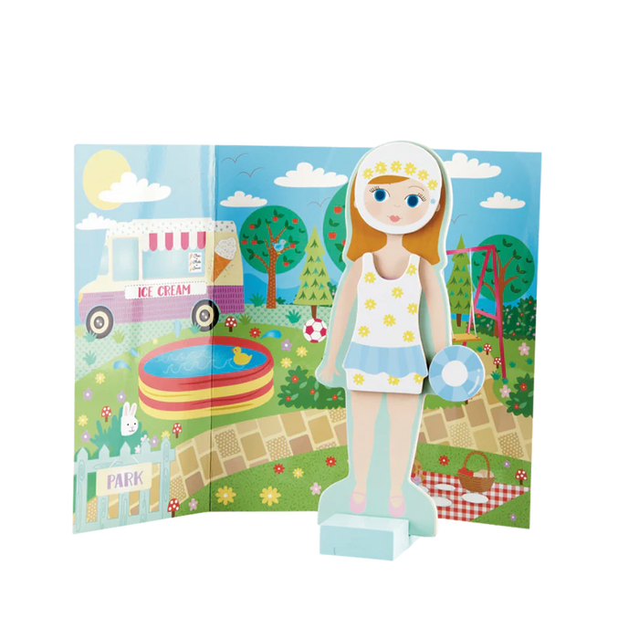 Floss & Rock Wooden Magnetic Dress Up Doll - Elsie