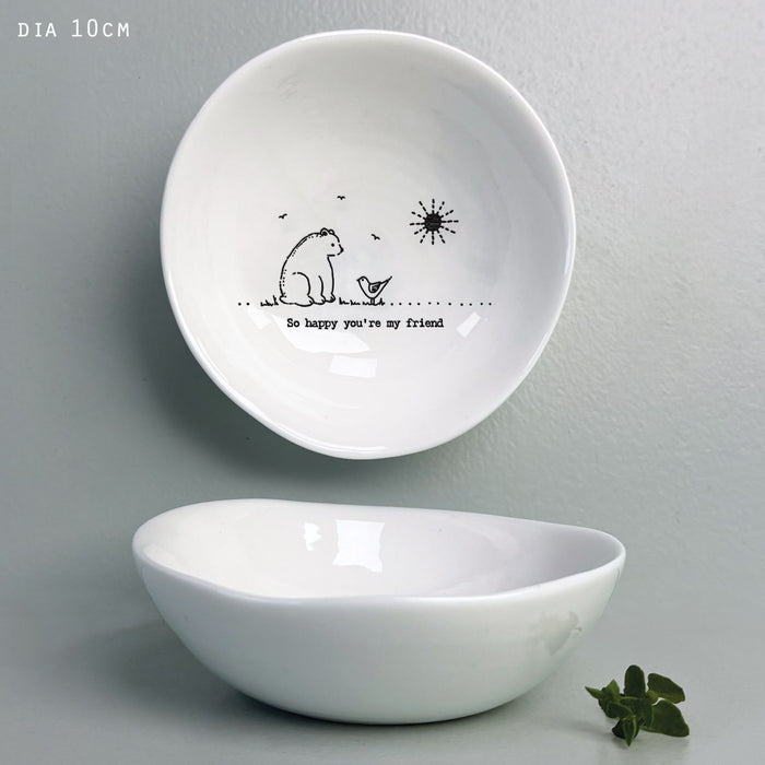 East of India Medium Wobbly Bowl - So Happy You're My Friend