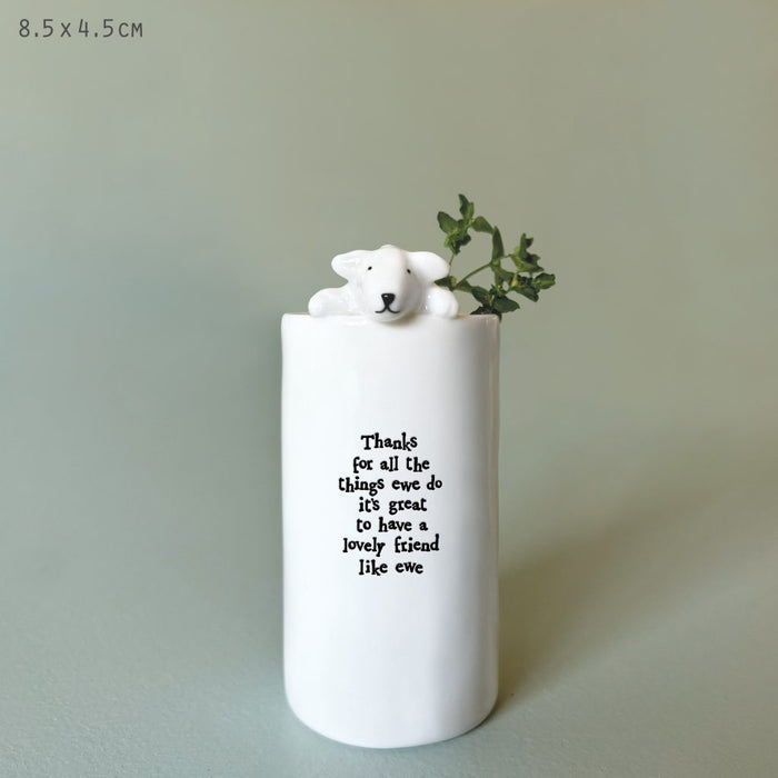 East of India Animal Vase - Sheep/Thanks