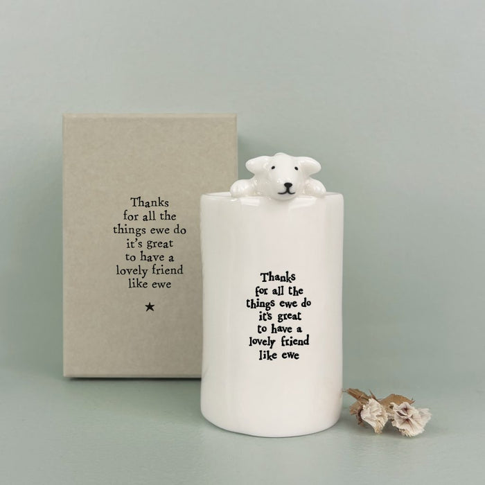 East of India Animal Vase - Sheep/Thanks