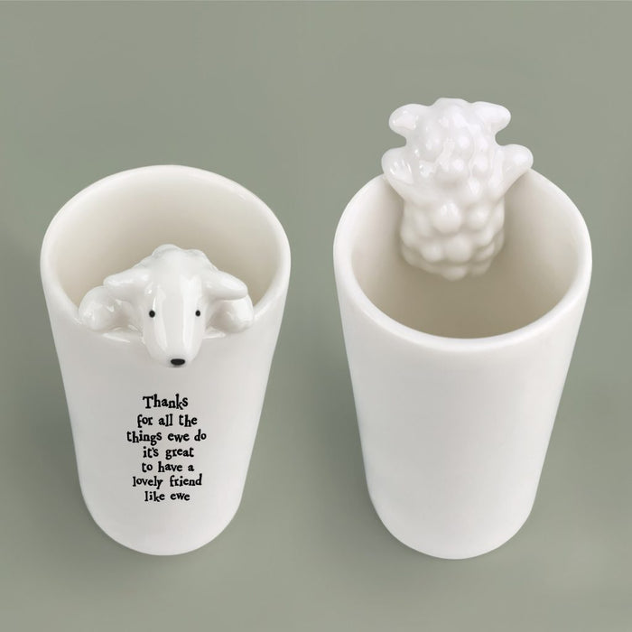 East of India Animal Vase - Sheep/Thanks