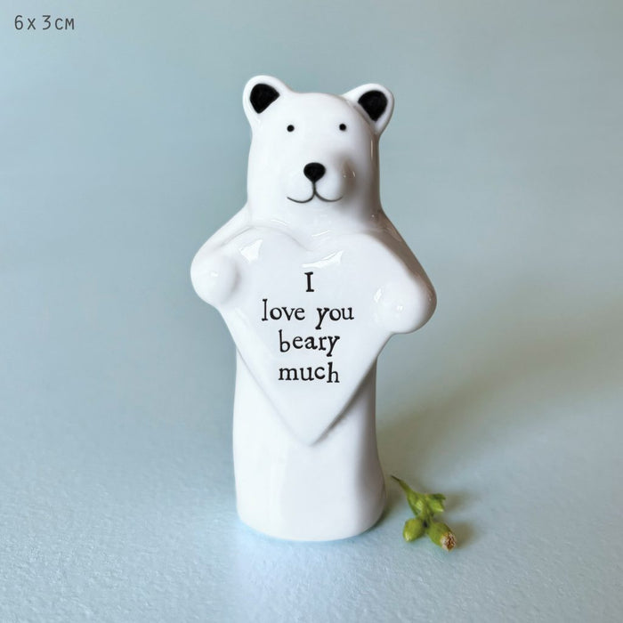 East of India Porcelain Heart Animal - Bear