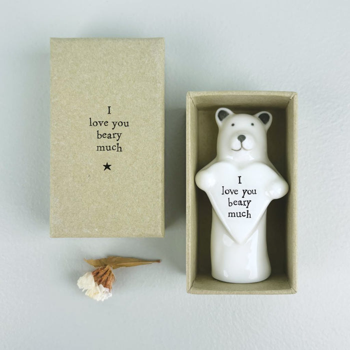 East of India Porcelain Heart Animal - Bear
