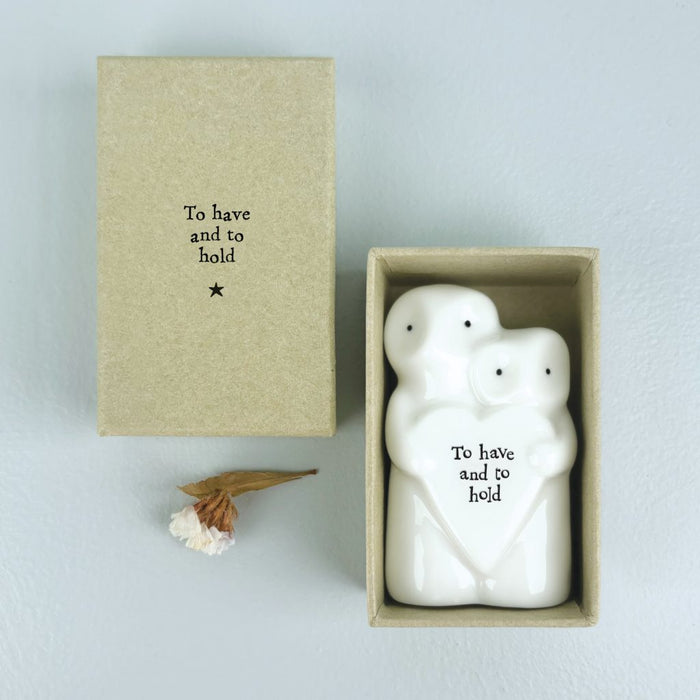 East of India Porcelain Heart Animal - Owls To Have and To Hold