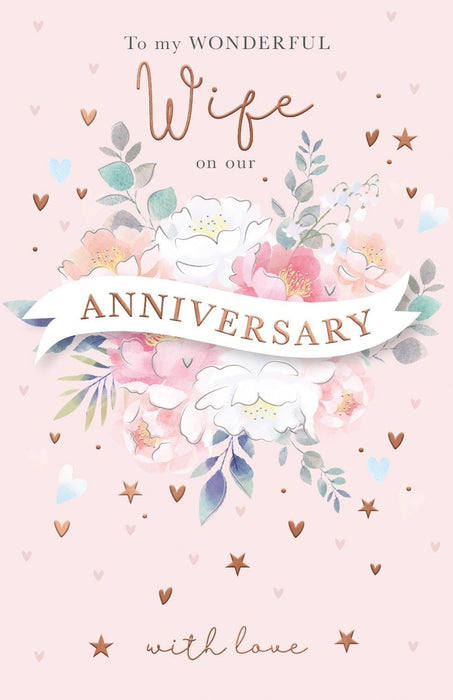 Words N Wishes 'Happy Anniversary To My Wonderful Wife' Anniversary Card
