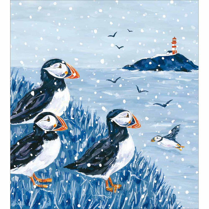 Woodmansterne Winter Puffins 5 Pack Christmas Cards
