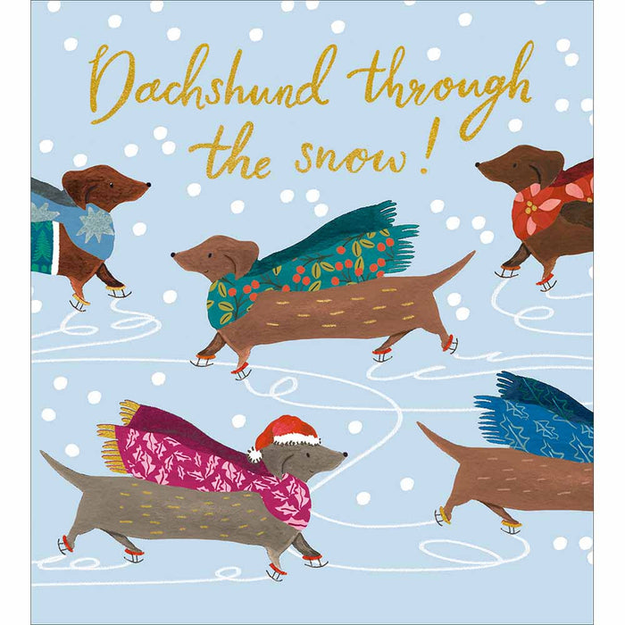 Woodmansterne Dachshund Through The Snow 5 Pack Christmas Cards