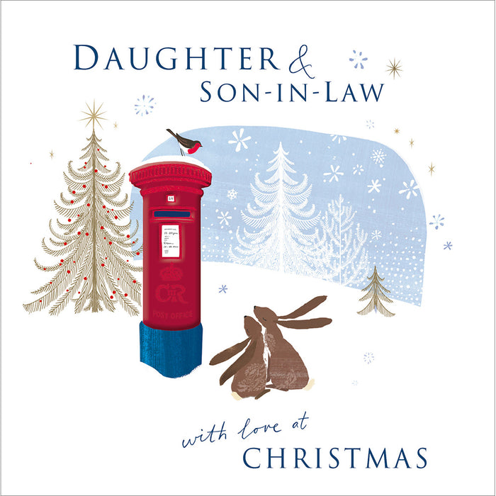 Woodmansterne Pair of Hares Daughter and Son in Law Christmas Card