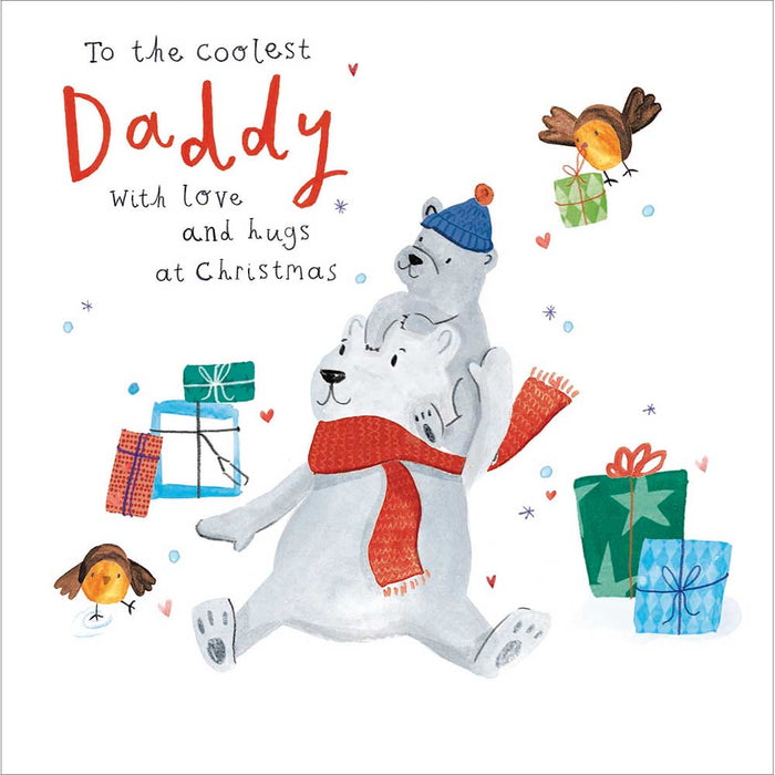 Woodmansterne Polar Bear Cuddles Daddy Christmas Card