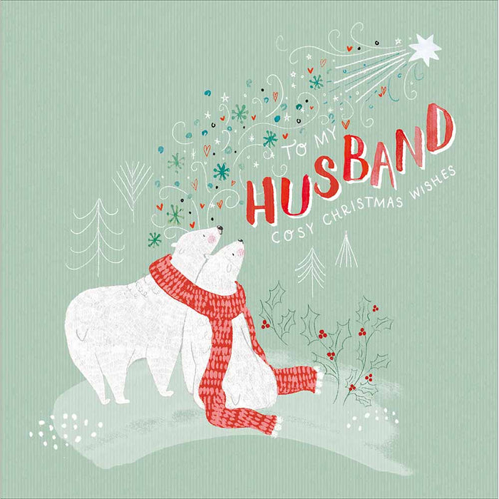 Woodmansterne Polar Bear Kisses To My Husband Christmas Card