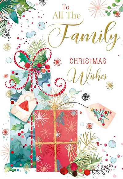Kingfisher 'To All The Family Christmas Wishes' Christmas Card