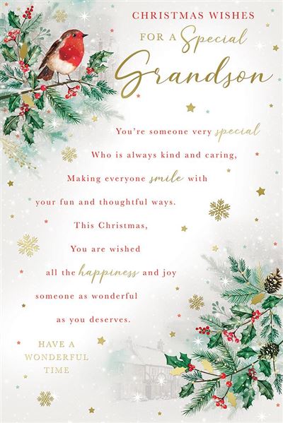 Kingfisher 'For A Special Grandson' Christmas Card