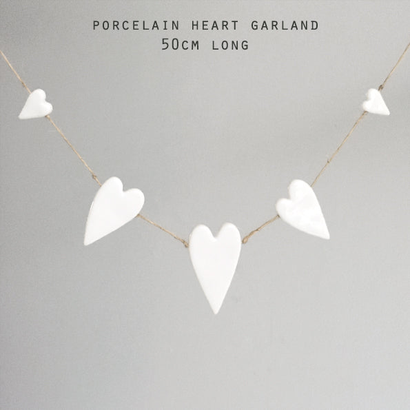 East of India Porcelain Garland Hearts