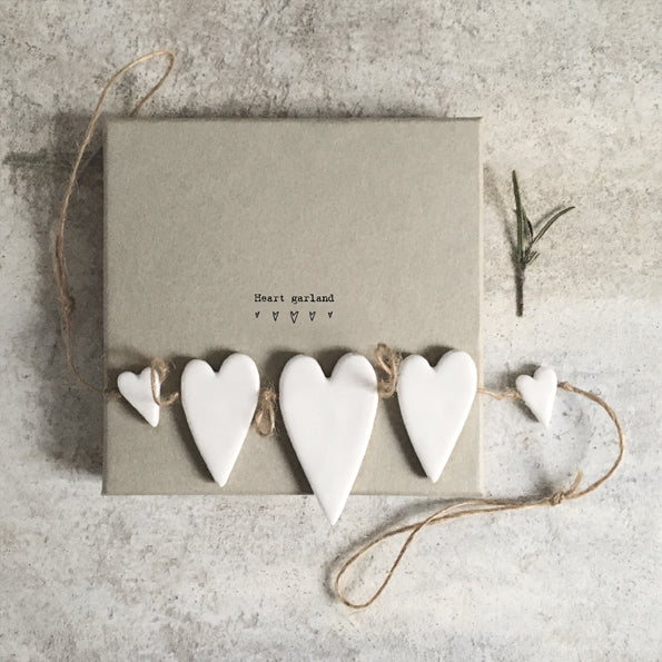 East of India Porcelain Garland Hearts