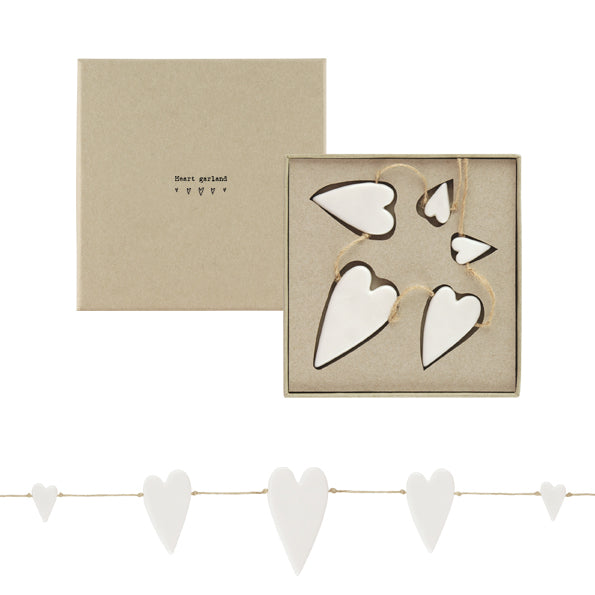 East of India Porcelain Garland Hearts