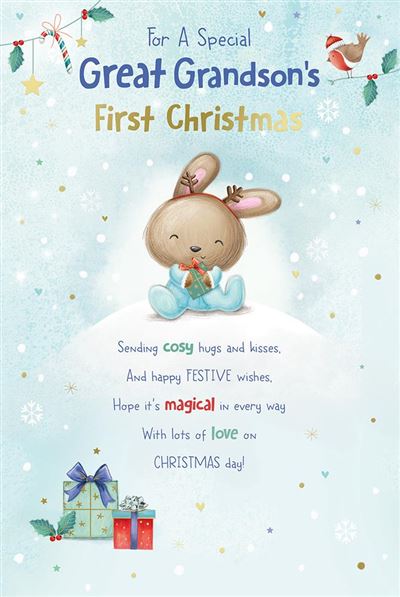 Kingfisher 'For A Special Great Grandson First Christmas' Christmas Card